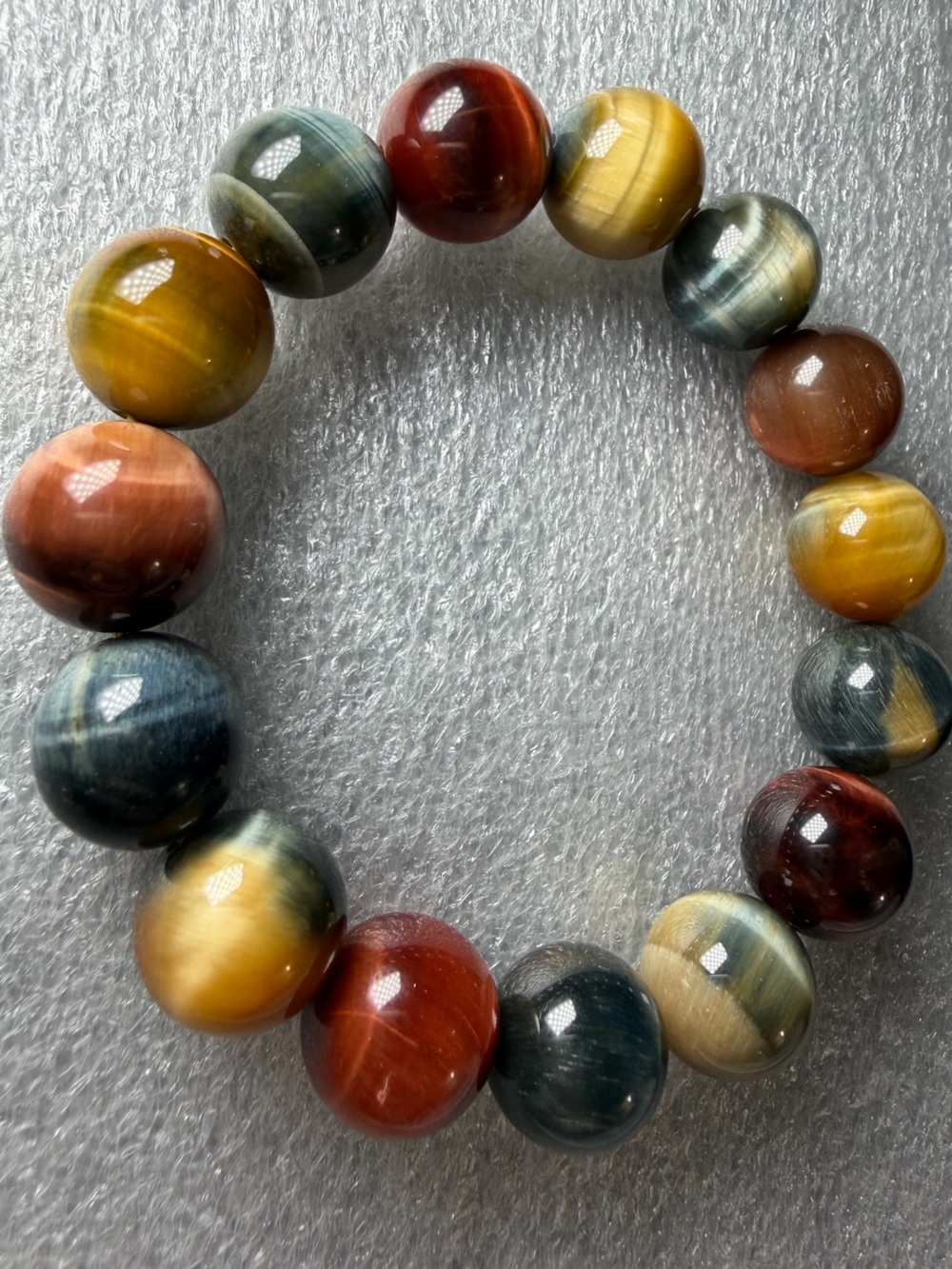 Gorgeous Colorful 14MM Tiger’s Eye Natural Crystal Bracelet